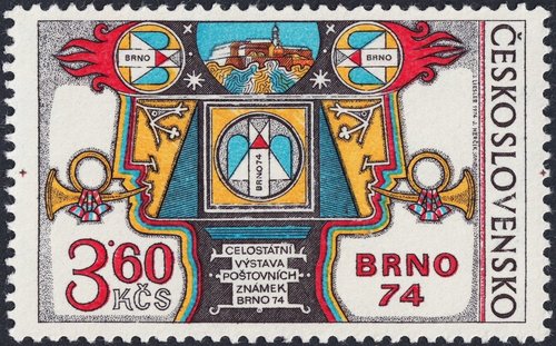 Exhibición Filatélica de Brno, 1974. Grabado de Josef Herčík