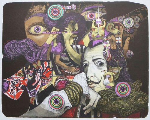 Litografía dedicada a Salvador Dalí, 1977, obra de Josef Liesler