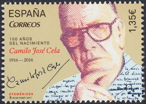 Sello emitido de Camilo José Cela. España, 2017