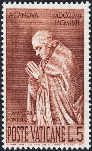 El Papa Clemente XIII. Grabado de Alceo Quieti (1922-2014)