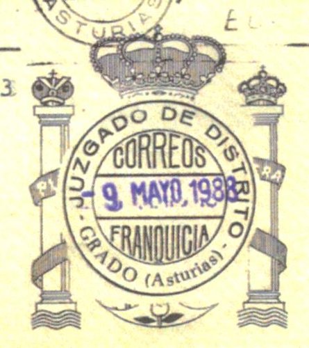 Franquicia postal. Grado (Asturias). Juzgado de Distrito. 1988-05-09.jpeg