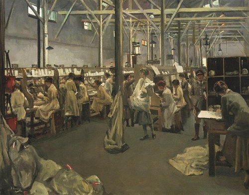 &quot;Army Post Office 3, Boulogne, 1919&quot;, de  John Lavery (1856-1941). Óleo sobre lienzo, 101.9 x 127 cm