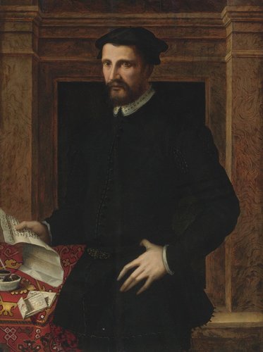 Retrato de un hombre, atribuido a Mirabello Cavalori. Óleo sobre panel, 115.5 x 85.6 cm