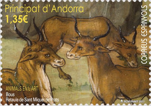 Andorra. 2017-11-03. Animals en l art. Bous. Retaule de Sant Miquel de Prats. Boceto. Baja.jpg