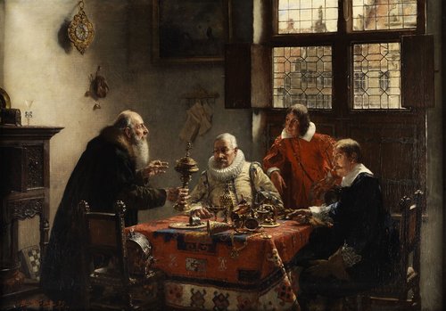 &quot;Con el marchante de arte&quot; (1889), de Max Gaisser. Óleo sobre lienzo, 100 x 69,5 cm