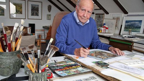 Ernst Kösslinger todavía en su estudio, a los 90 años