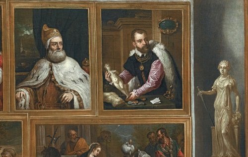 Detalle del retrato de Jacopo de Strada en la obra de Teniers...