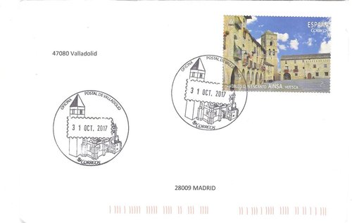 Matasellos turistico. Oficina postal de Valladolid. 2017-10-31. Sobre. Anverso. Baja.jpeg