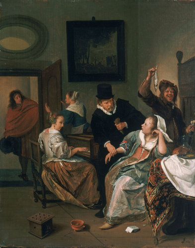 La visita del doctor (1665), de Jan Steen. Óleo sobre panel, 46 x 36.8 cm