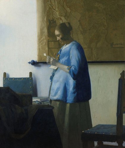 &quot;Mujer leyendo una carta&quot;, de Johannes Vermeer, (1663). Óleo sobre lienzo, 46 x 39 cm