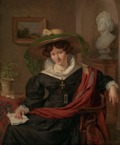 Retrato de Carolina Frederica Kerst (1830), por Charles Van Beveren. Óleo sobre panel, 25 x 21 cm