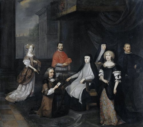 &quot;El embajador neerlandés ante Mariana de Austria el 2 marzo de  1671&quot;, de Caspar Netscher. Óleo sobre lienzo, 70cm × 79cm