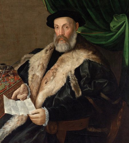 &quot;Retrato de un hombre viejo&quot; (1579), Prospero Fontana. Óleo sobre lienzo, 113 x 97 cm