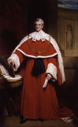 Retrato de Thomas Denman,  (1836), por Martin Archer Shee. Óleo sobre lienzo, 236.2 × 144.8 cm