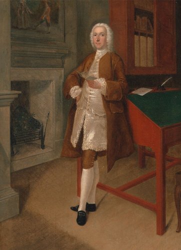 &quot;Un hombre en su despacho&quot; (1741), de Arthur Devis. Óleo sobre lienzo, 50 x 34 cm