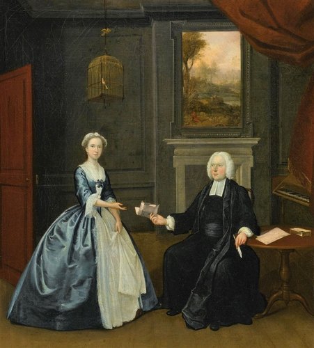 Retrato del reverendo  Thomas D'Oyly con su esposa (1744), de Arthur Devis. Óleo sobre lienzo, 76.2 x 63.5 cm