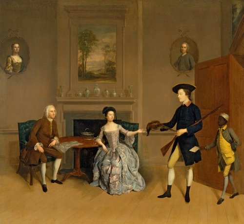 Retrato de John Orde y su familia (1756), obra de Arthur Devis. Óleo sobre lienzo, 94 x 96.2 cm