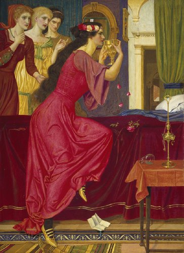 &quot;Segismunda bebiendo el veneno&quot; (1897), de Joseph Edward Southall. Témpera sobre lienzo, 58.5 x 43 cm