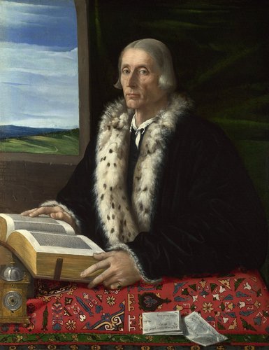 El protonotario apostólico Giovanni Giuliano (sobre 1530-1540), de algún maestro del norte de Italia. Óleo sobre lienzo, 97.5 x 75.5 cm