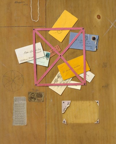 &quot;The Artist's Letter Rack&quot; (1879), de William Michael Harnett. Óleo sobre lienzo, 76 x 63 cm