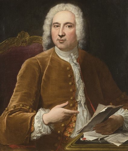 &quot;Retrato de un hombre con una carta&quot;, Escuela veneciana, siglo XVIII. Óleo sobre tela, 80 x 62 cm