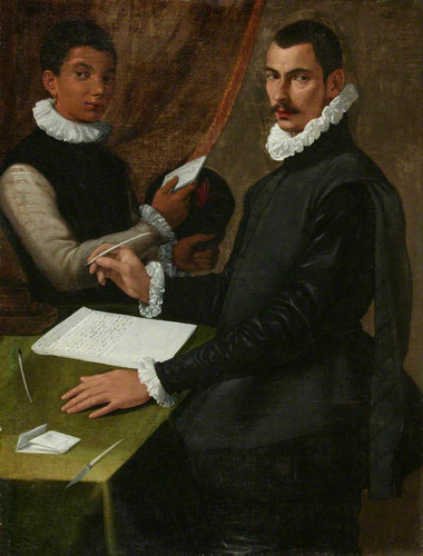 Retrato de Domenico Giuliani y su siervo (1579), atribuido a Bartolomeo Passerotti. Óleo sobre tela, 121 x 92.2 cm