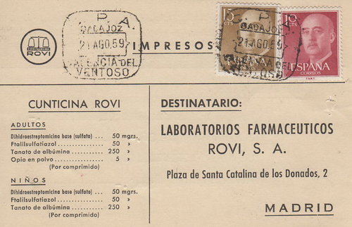 CPA Badajoz Valencia del Ventoso b 1959.jpg