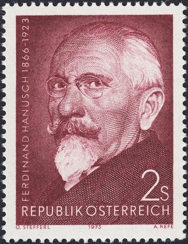 Ferdinand Hanusch, Austria, 1973, calcografía. Diseño de Otto Stefferl y grabado de Alfred Nefe
