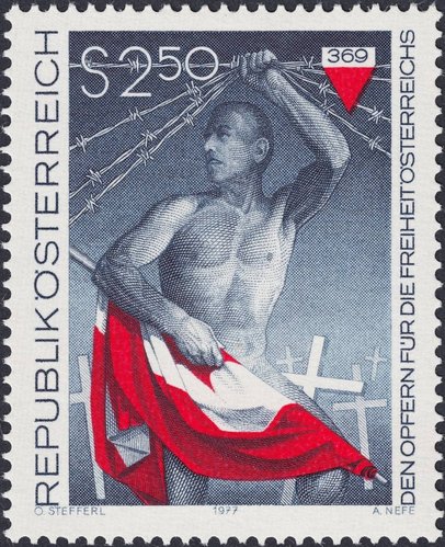 Mártires de la libertad. Austria, 1977, huecograbado y calcografía. Grabado de Alfred Nefe