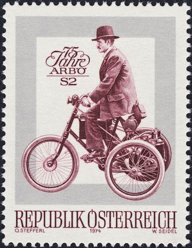 Austria, 1974, 75 Aniversario de la  Asociación Automovilística austríaca. Calcografía y huecograbado. Grabado de Wolfgang Seidel