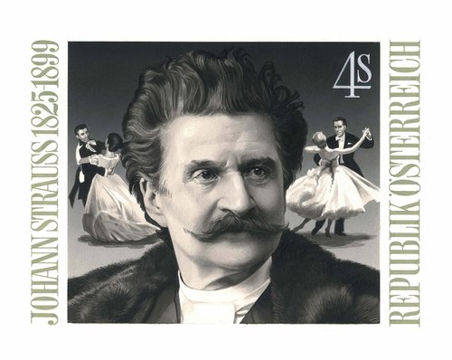 Diseño original de Otto Stefferl para el sello de Strauss hijo de 1975