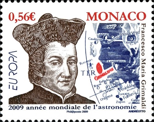 Mónaco, serie Europa 2009. Año Internacional de la Astronomía. Francesco Maria Grimaldi