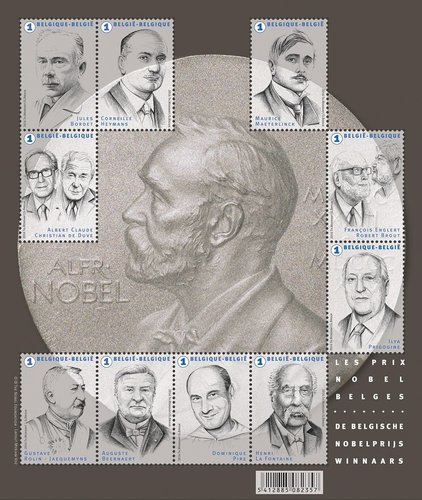 Premios Nobel belgas, 2016. Retratos de Thierry Mordant, diseño general de Myriam Voz. Grabados de Guillaume Broux. Huecograbado y calcografía