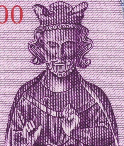 Captura ampliada del rey Olaf II, incidido en el acero por Sverre Morken...