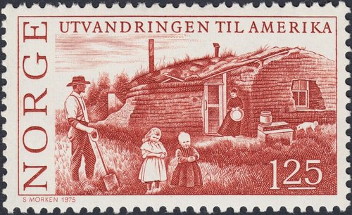 Sello emitido por Noruega en 1975, diseñado y grabado por Sverre Morken