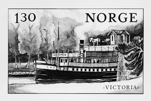 Diseño original de Fredrik Matheson (1908-1999) para el sello del barco &quot;Victoria&quot;. Noruega, 1981
