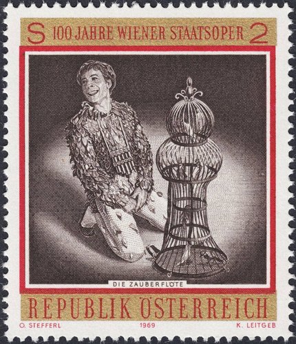 Austria, 1969. &quot;La flauta mágica&quot;, de Mozart. Sello grabado por Kurt Leitgeb