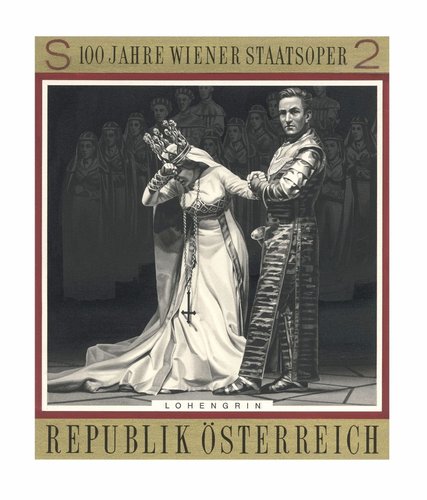 Diseño de Stefferl para &quot;Lohengrin&quot;, de Richard Wagner. El sello lo grabaría Alfred Fischer
