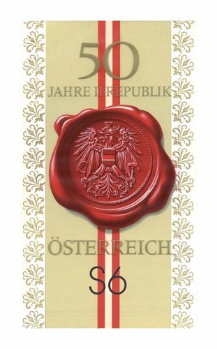 Diseño original de Otto Stefferl para el sello de 1995, 50 aniversario de la II República (1955-2005)