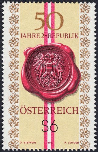 Austria, 1995. 50 Aniversario de la II República. Calcografía y huecograbado. Grabado de Kurt Leitgeb