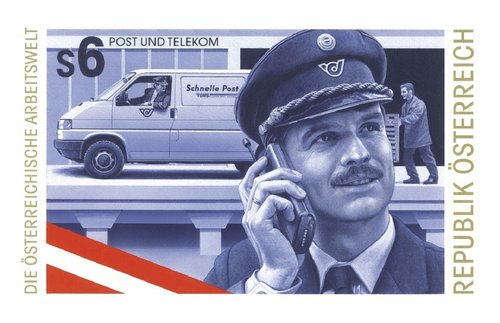 Diseño de Otto Stefferl para el sello del mundo del trabajo de 1995