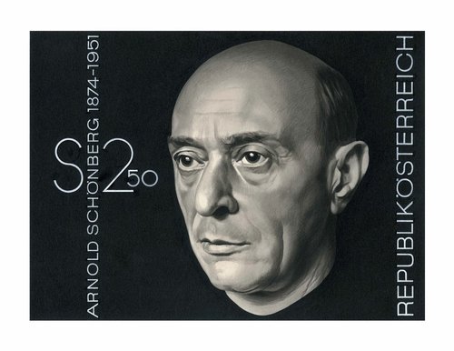 Diseño para el sello del artista y compositor Arnold Schönberg, que el propio Stefferl grabaría. Austria, 1974