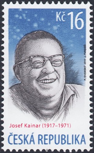 Sello de Josef Kainar, República Checa, 2017. Diseño Pavel Dvorský y grabado de Jaroslav Tvrdoň