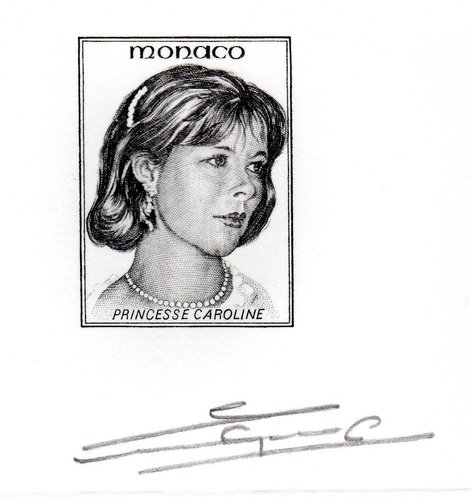 Mónaco, 1992. Grabado firmado por Lacaque de la Princesa Carolina