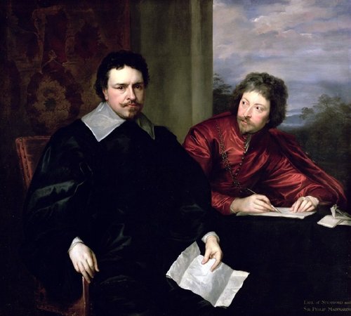 Thomas Wentworth, primer conde de Strafford, con su secretario Sir Philip Mainwaring (1640), de Anthony van Dyck. Óleo sobre lienzo, 61 x 76 cm