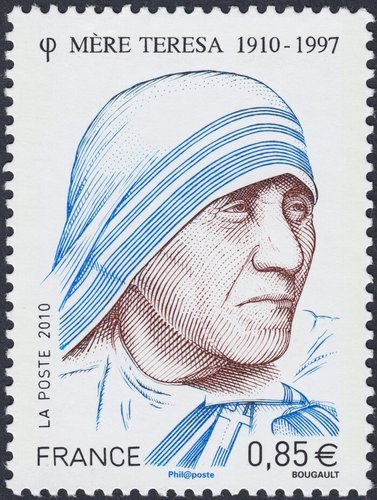 Madre Teresa de Calcuta, Francia, 2010. Diseño y grabado de Sarah Bougault