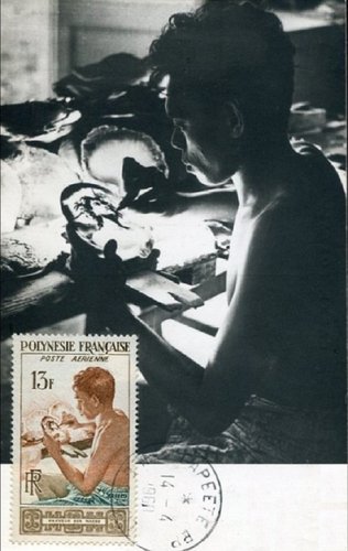 Tarjeta filatélica en la que podemos ver la fotografía que elige Mazelin para el diseño de su gran sello de 1958