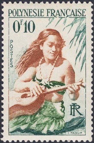 Polinesia Francesa, 1958. Uno de los cuatro valores de este sello grabado por Mazelin