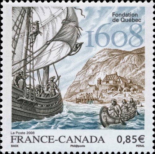 Francia y Canadá, 2008. Tercer centenario de Quebec. Grabado de Jorge Peral