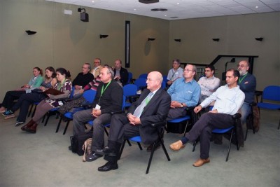 Asistentes a la conferencia &quot;Matasellos de Madrid durante el Reinado de Alfonso XIII&quot; de Raimundo Almeda, Alejandro Garcia y Julio Peñas.